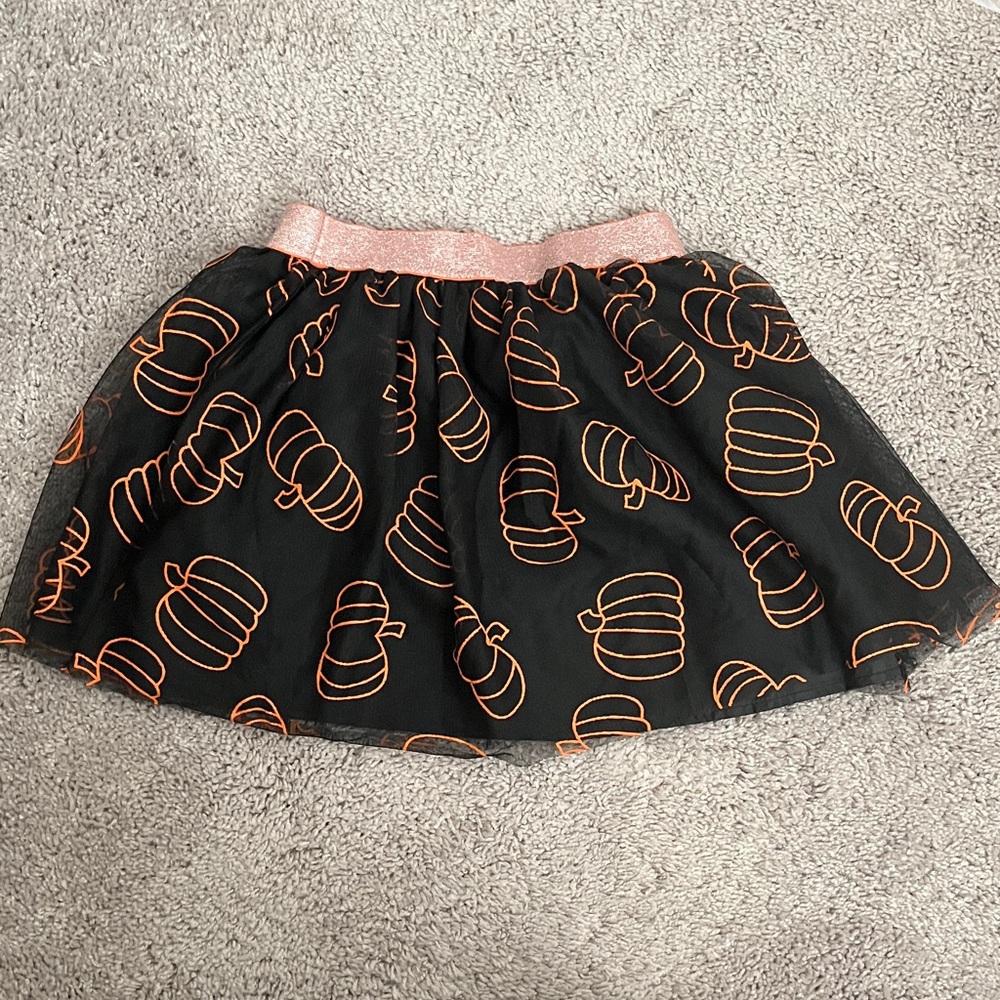 Cat & Jack Black Skirt with Orange Pumpkin Design
